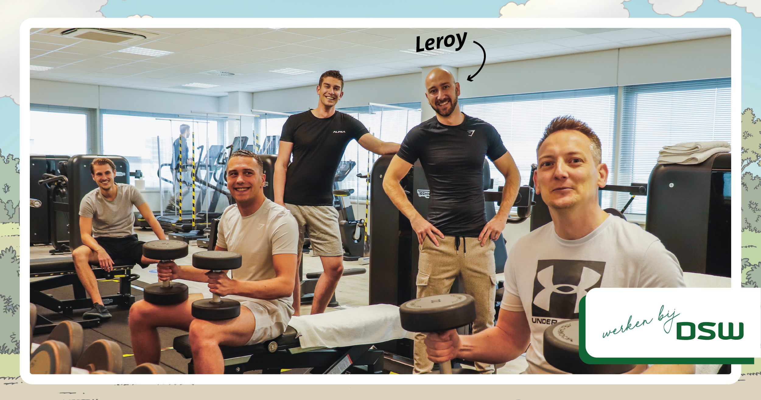 foto van Leroy en de sportbroeders in de DSW sportschool.